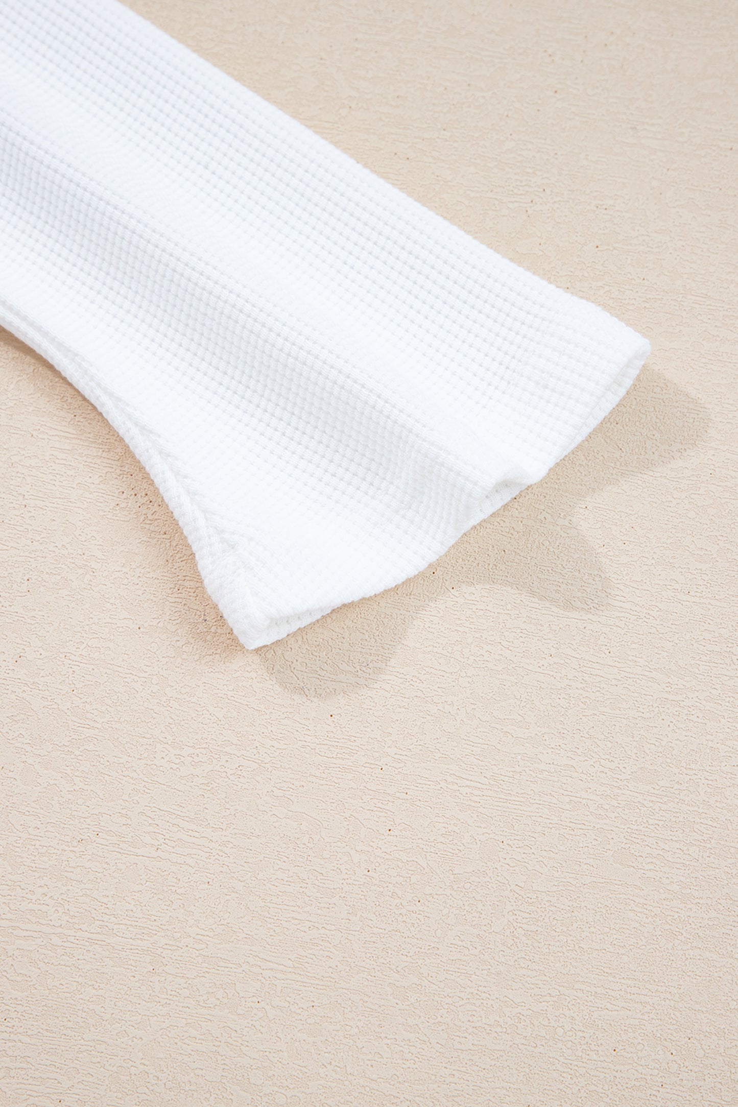 White Solid Color Waffle Ribbed Patchwork Dolman Sleeve Oversize Knit Top