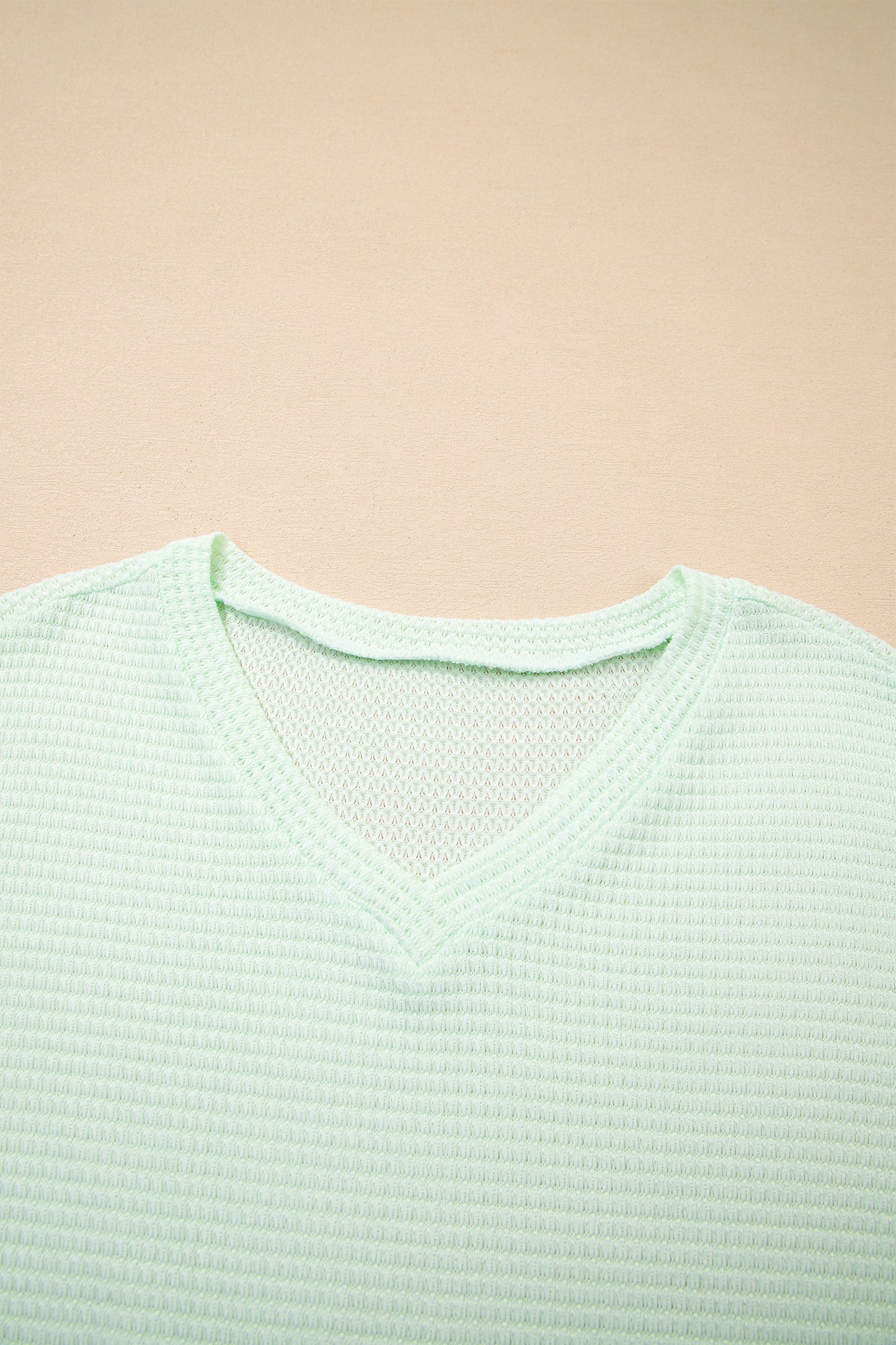 Wisteria Waffle V Neck Short Sleeve Knit Top