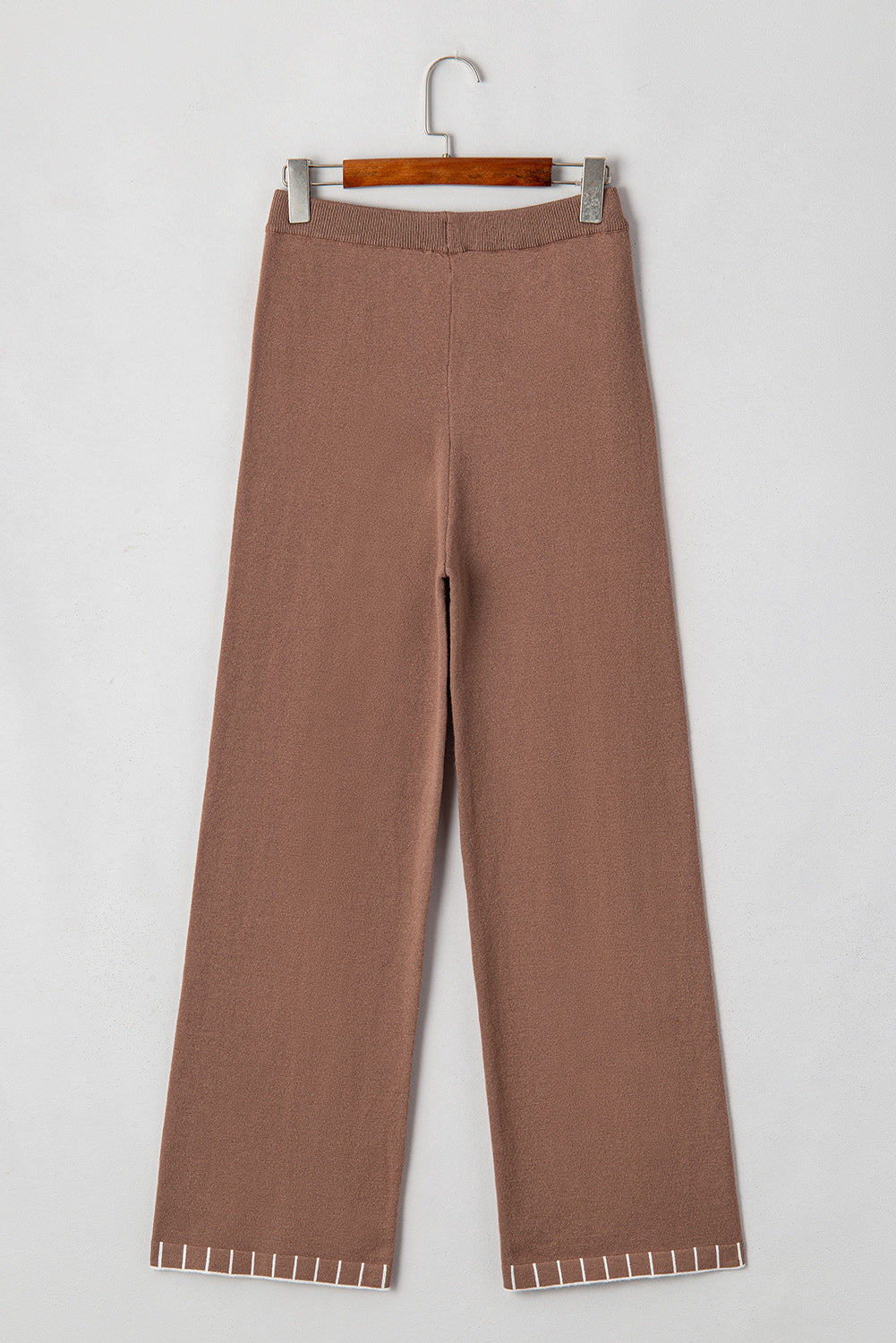 Straw Yellow High Waist Straight Leg Knitted Pants