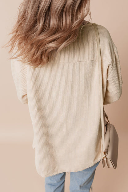 Chestnut Corduroy Flap Pocket Button Up Shacket