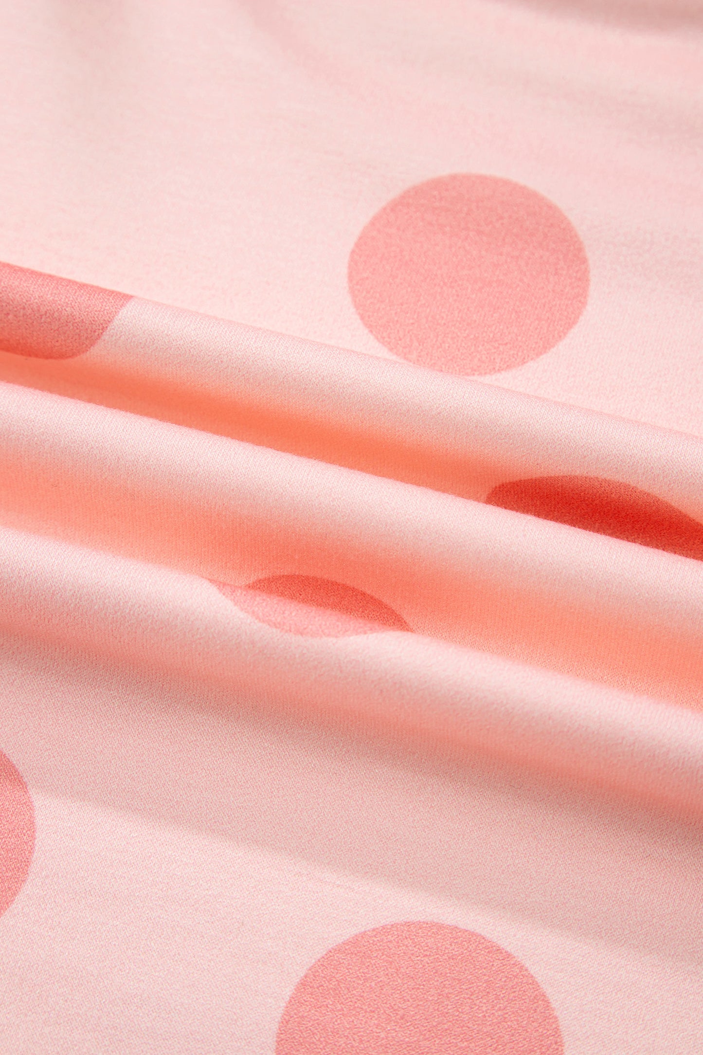 Beige Polka Dot Print Drop Shoulder Pullover Drawstring Shorts Set