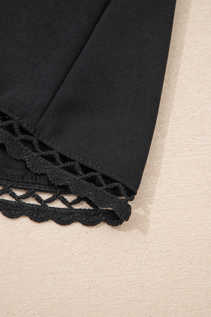 Black Plus Size Frilled Elastic Waist Lace Trim Boho Ruffled Shorts