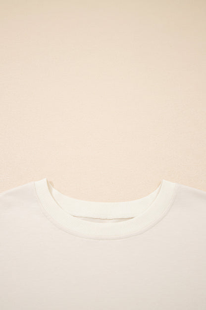 Apricot Camo Print Patchwork Sleeve Raw Hem Plus Size Sweatshirt