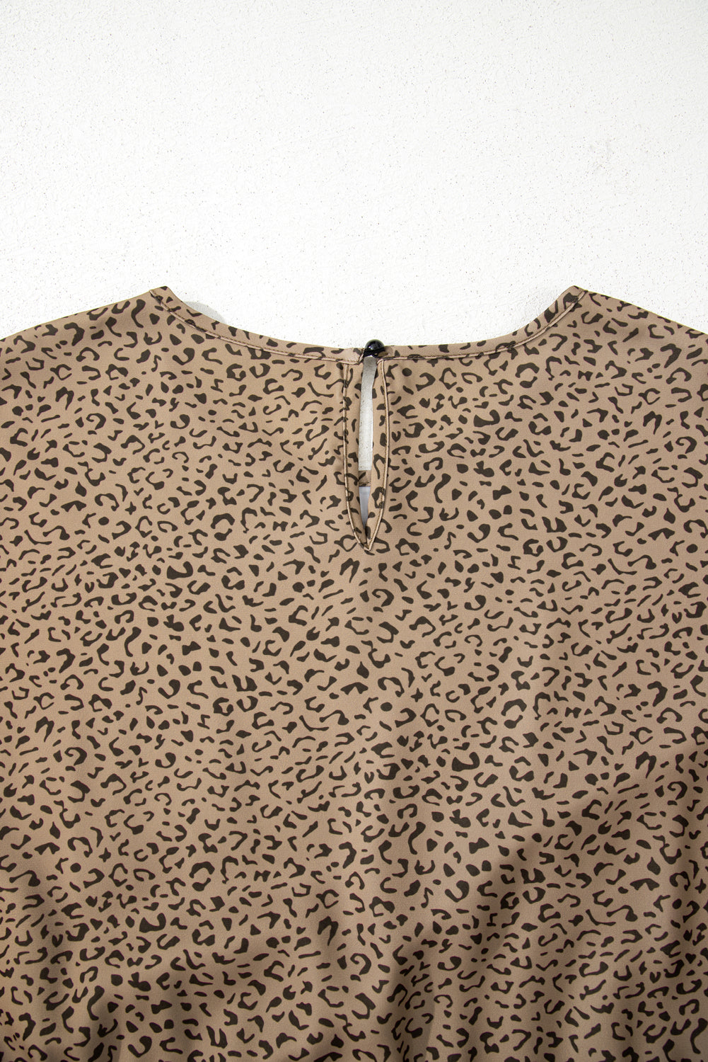 Brown Plus Size Leopard Print Frill Trim Short Sleeve Flared Dress