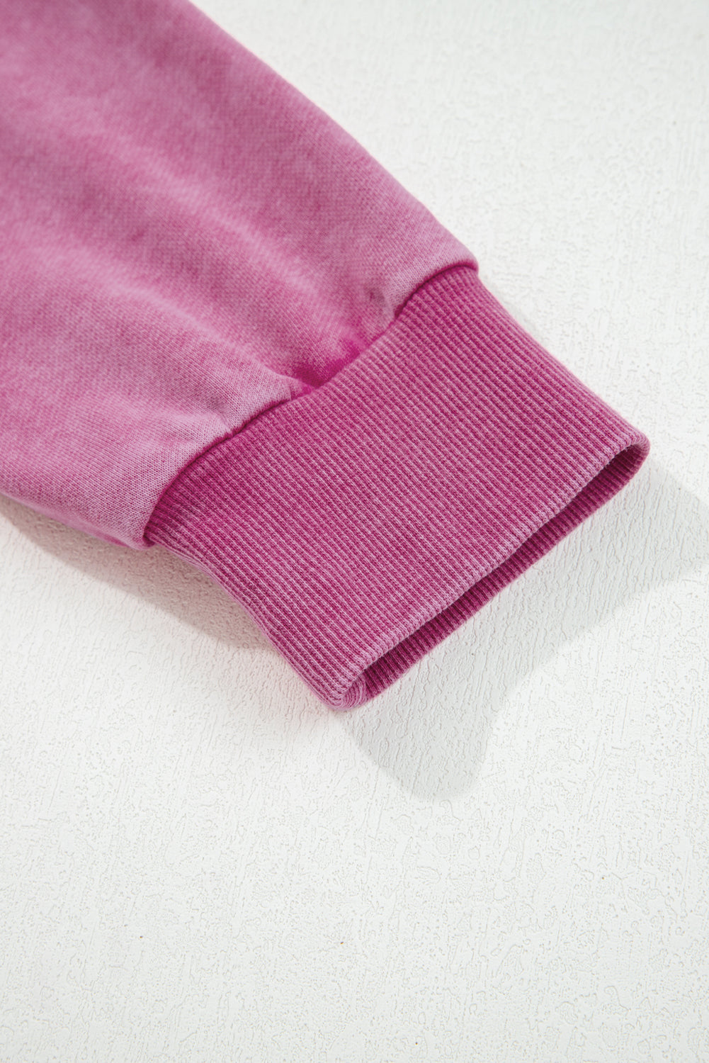 Rose Red Lace Patchwork Detail Notched Neck Mineral Wash Baggy Sweatshirt