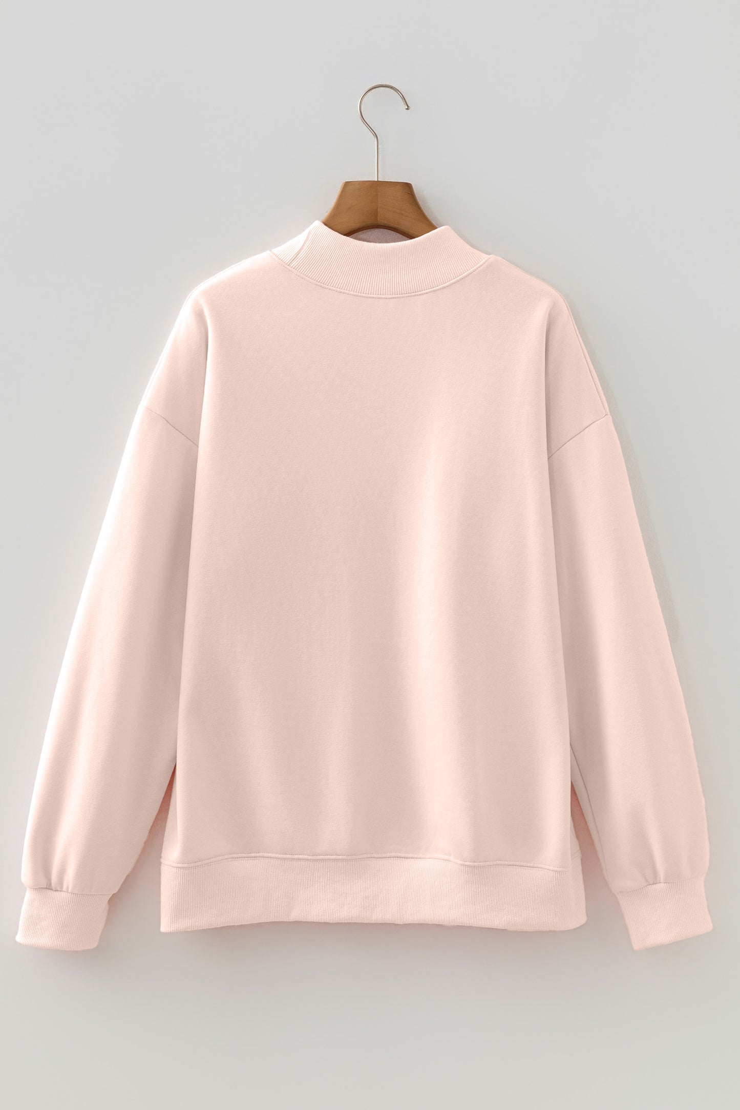 Apricot Pink Oversize Mock Neck Sweatshirt