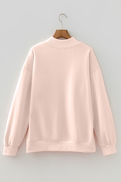 Apricot Pink Oversize Mock Neck Sweatshirt