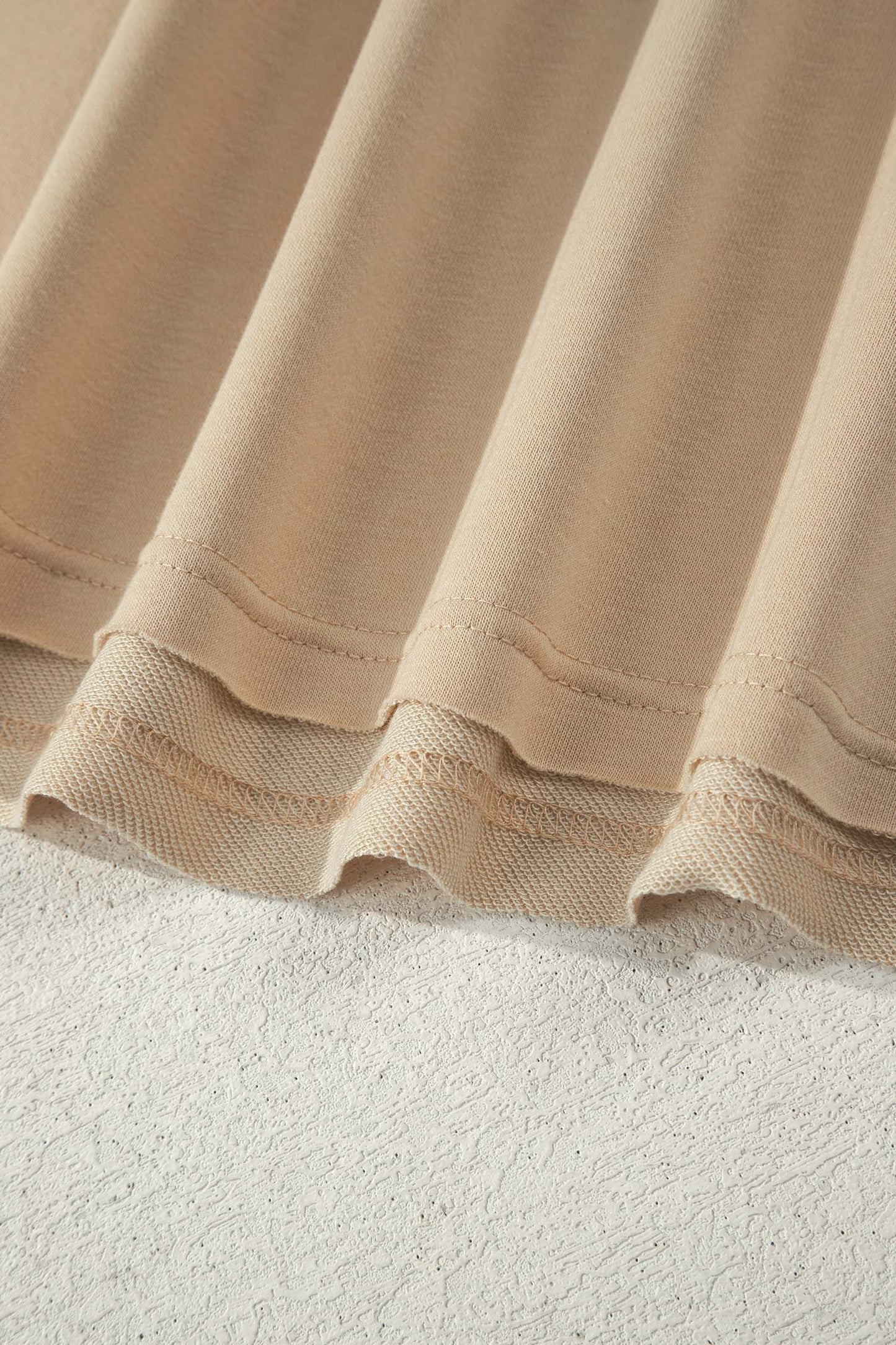 Parchment Striped Raglan Sleeve Notched Neck Raw Edge Plus Size Jumper