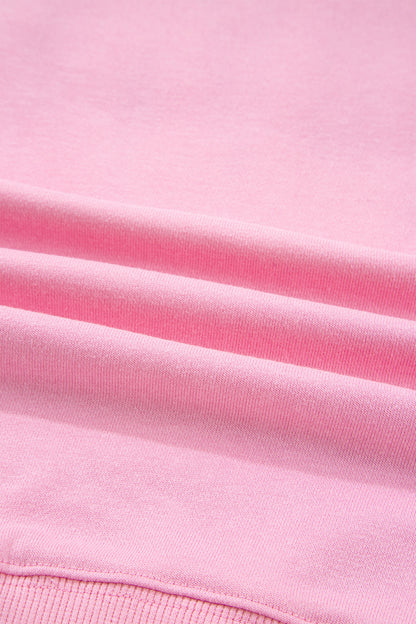 Black Bow Sequin XOXO Letter Graphic Exposed Seam Baggy Sweatshirt