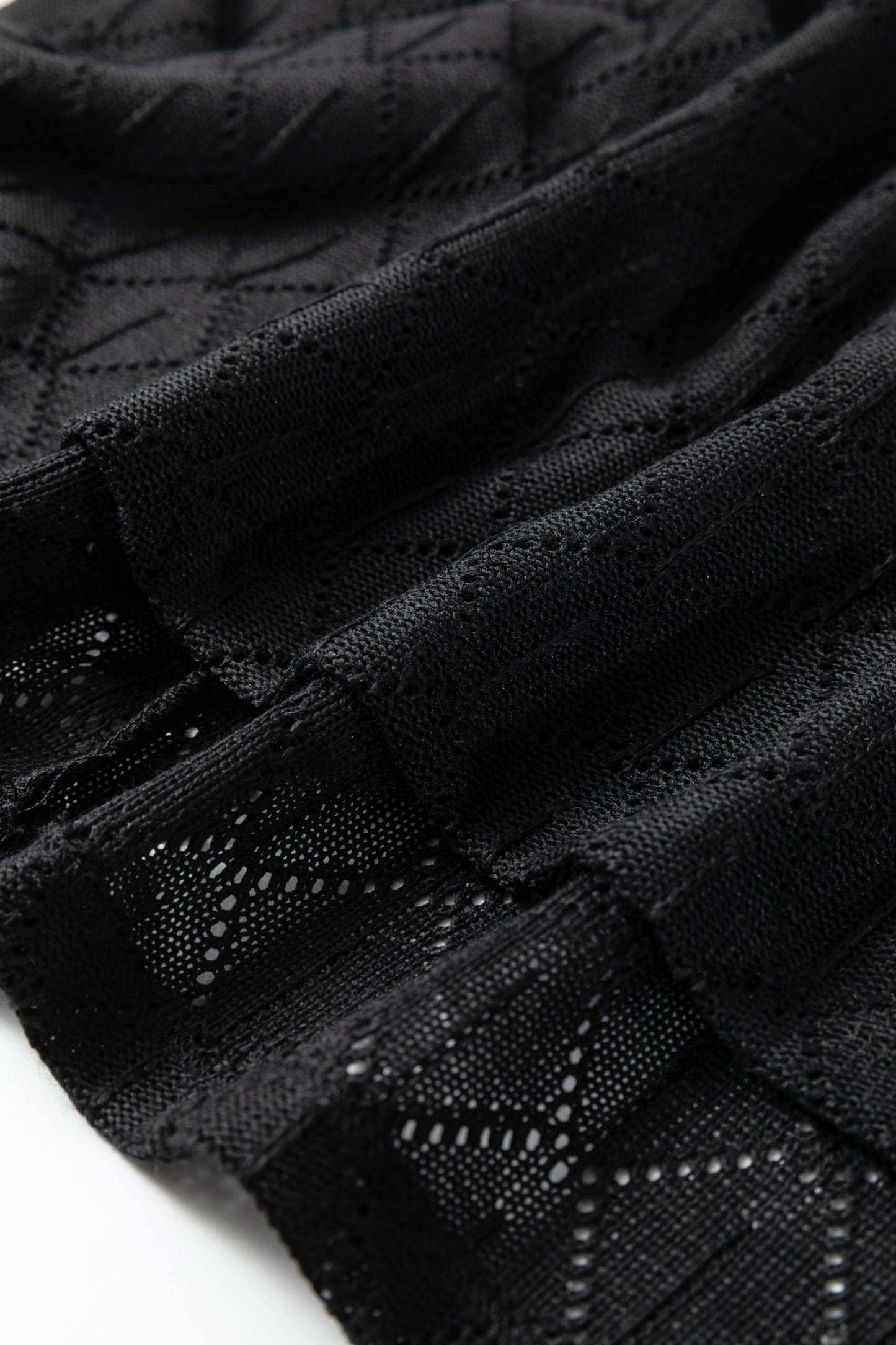 Sky Blue Pointelle Rhombus Knit Plus Size V Neck Loose Top