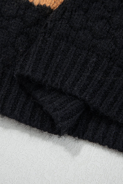 Khaki Color Block High Neck Baggy Sweater