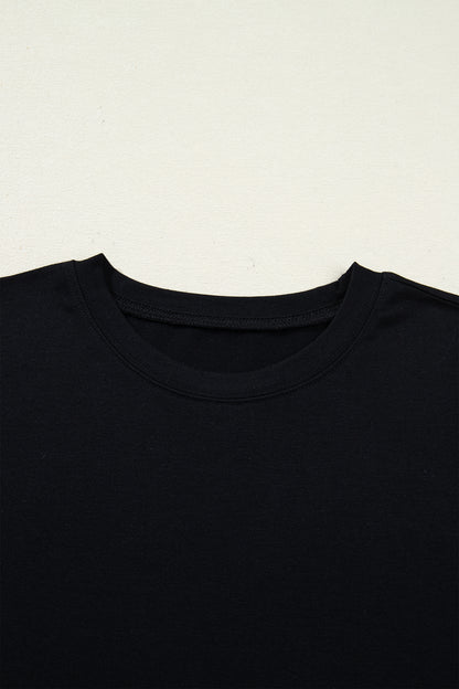 Red Sandalwood Floral Patchwork Short Sleeve T Shirt Loose Maxi Dress