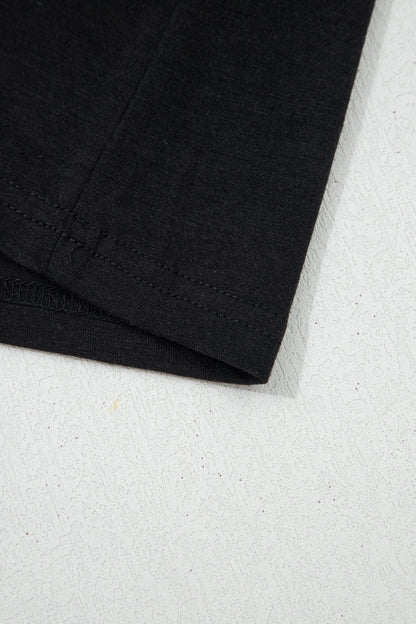 Black Plus Size Solid Color Bow Tie Peplum Tank Top