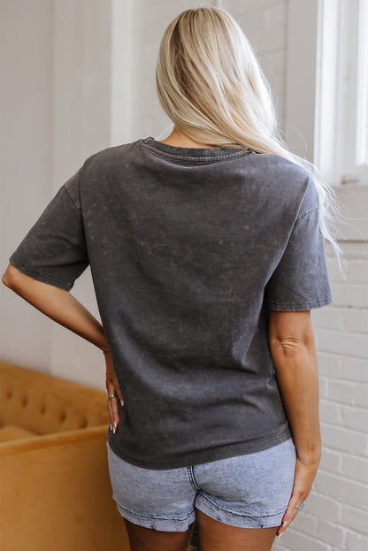 Dark Grey Kindness Butterflies Graphic Mineral Wash Loose Tee