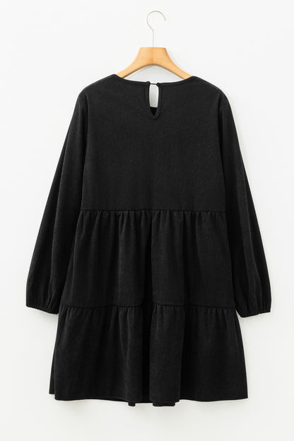 Mist Green Lantern Sleeve Tiered Mini Dress