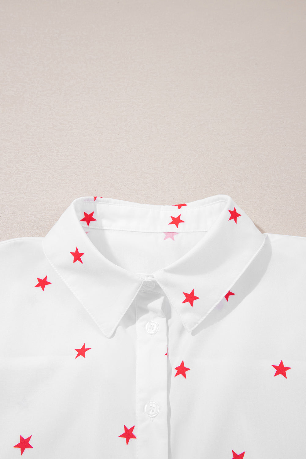 White Little Stars Printed Loose Half Sleeve Loose Shirt