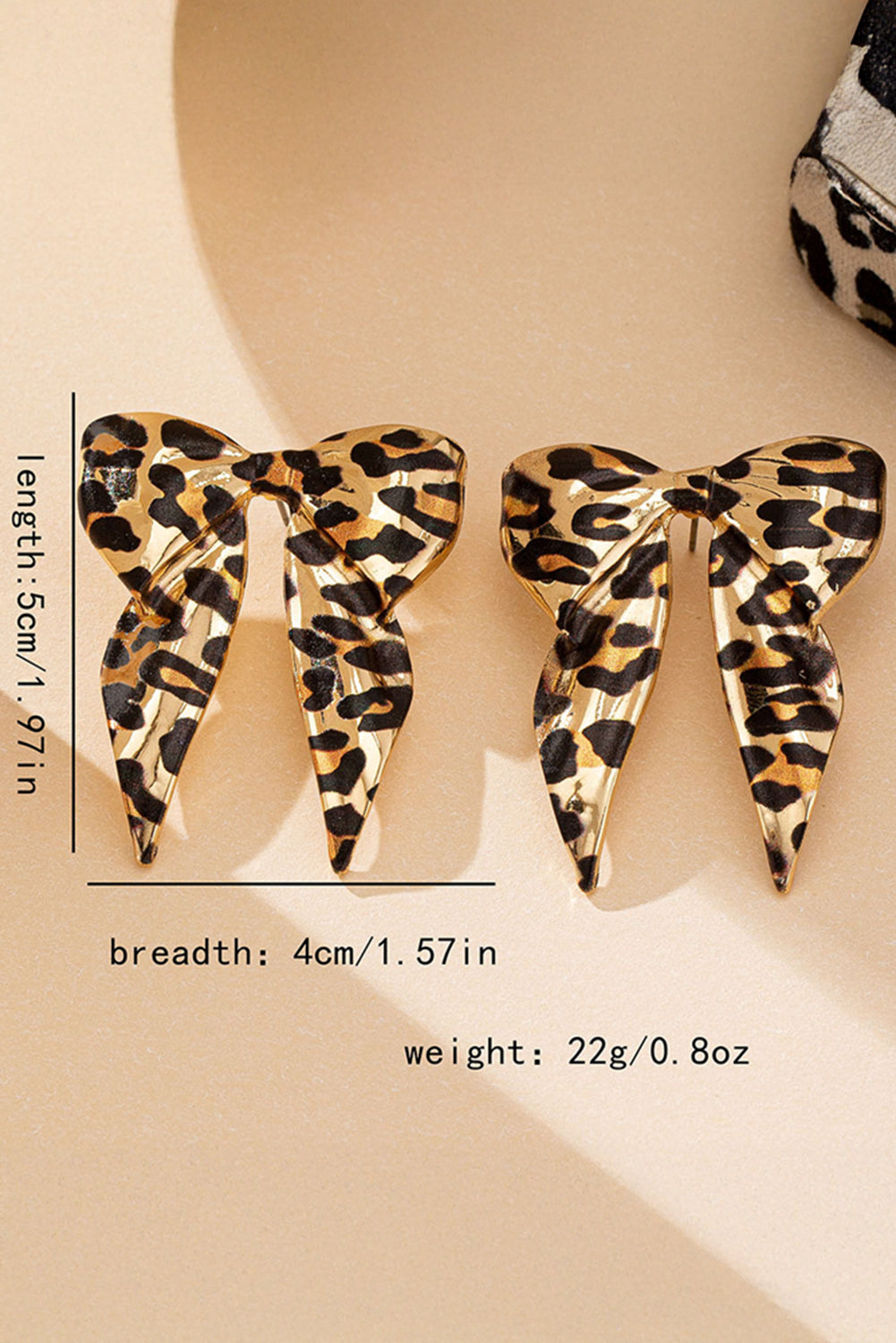 Gold Leopard Print Bow Knot Shape Plated Alloy Earrings