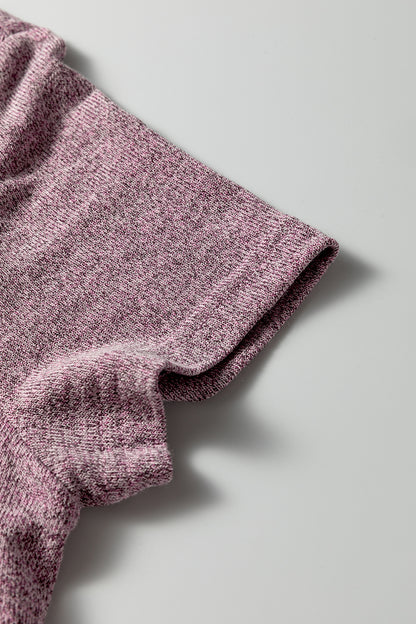 Dark Grey 3pcs V Neck T Shirt Ribbon Knot Pants Open Duster 3pcs Lounge Set