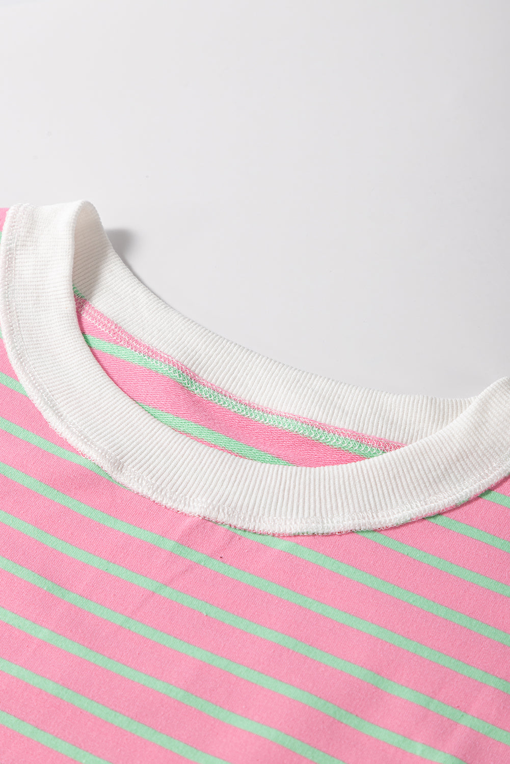 Sachet Pink Striped Crew Neck Cap Sleeve T Shirt