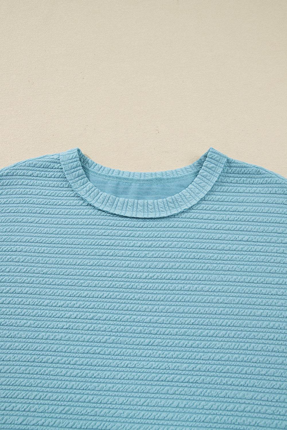 Light Blue Textured Drop Shoulder Plus Size Knit Top