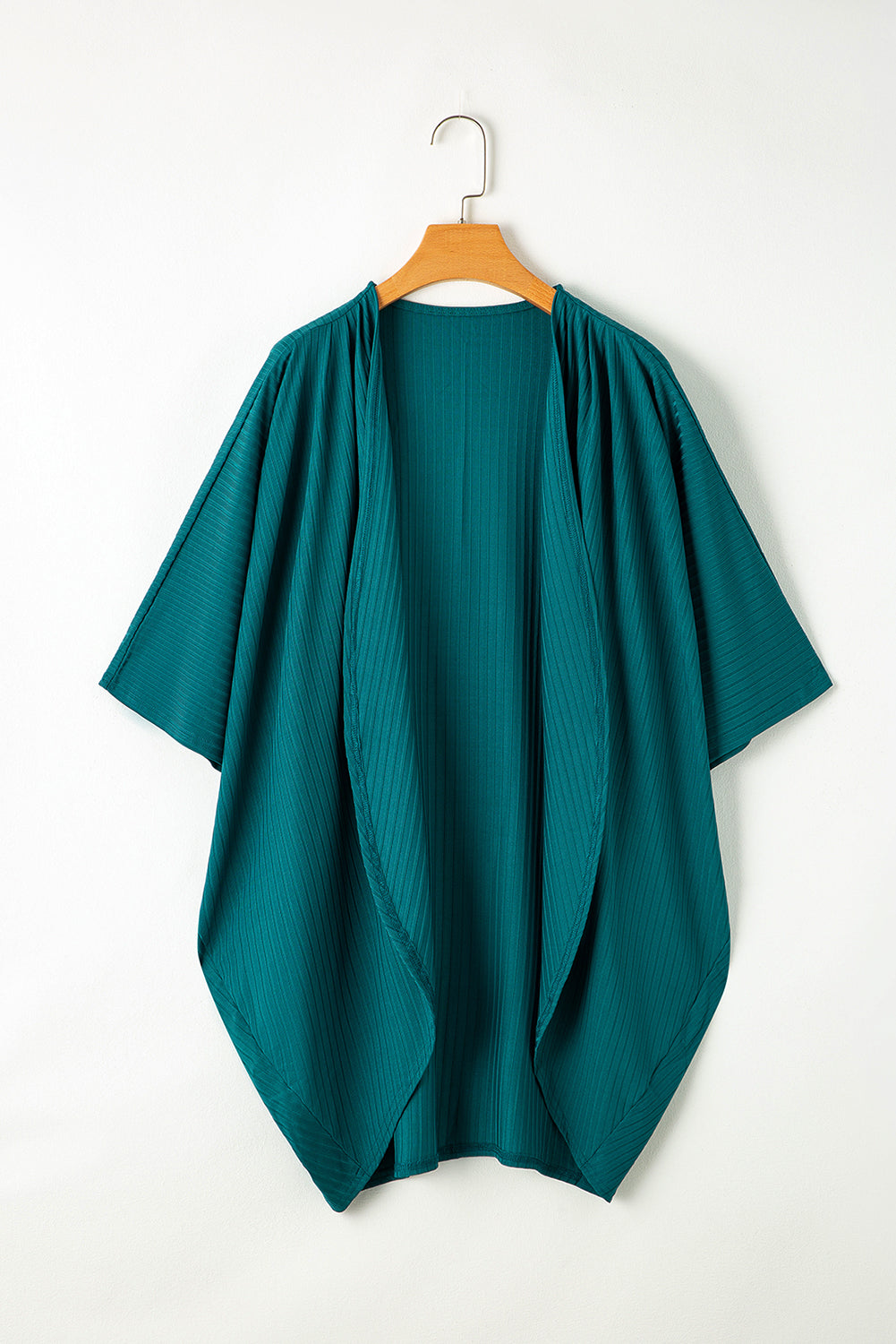 Green-2 Shimmer Ribbed Texture Plus Size Cardigan