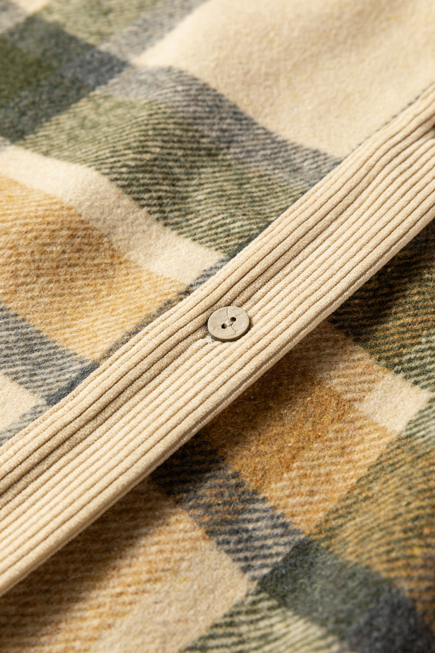 Parchment Retro Plaid Corduroy Patchwork Shacket