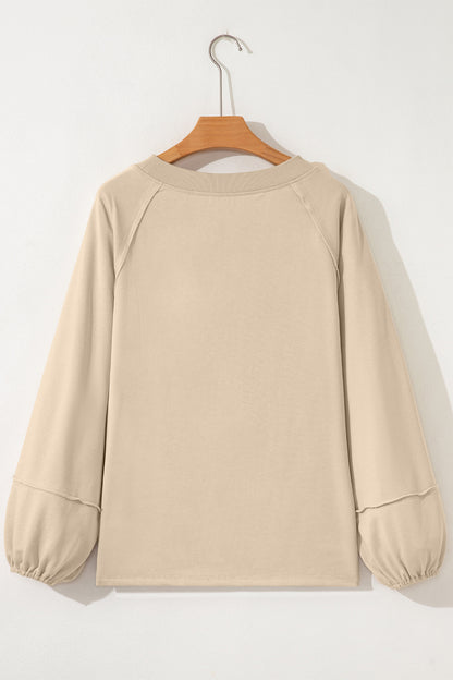 Orchid Petal Solid Color Raw Seam Patchwork Baggy Sweatshirt
