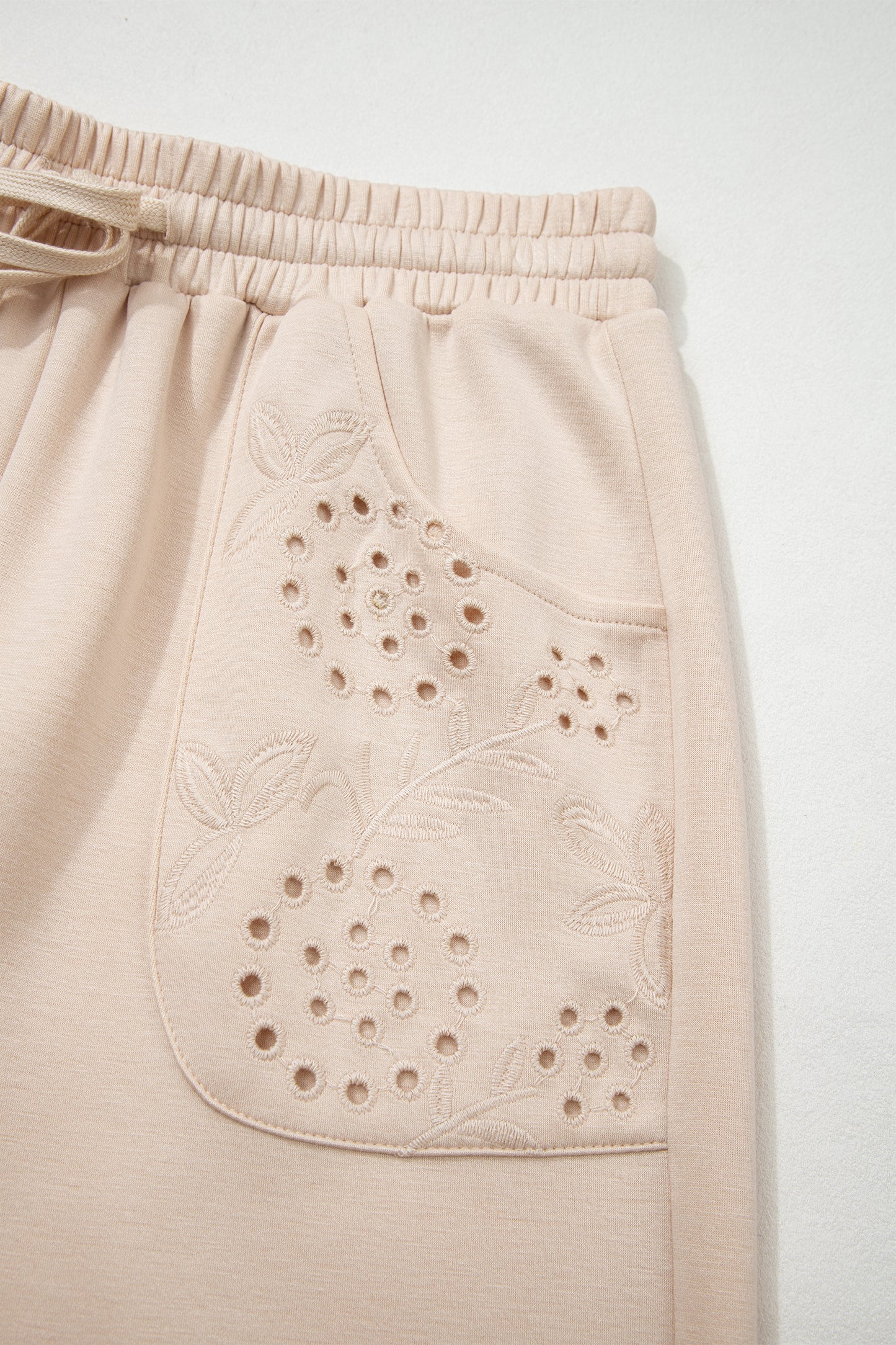Jet Stream Embroidered Patched Pockets Drawstring Pants