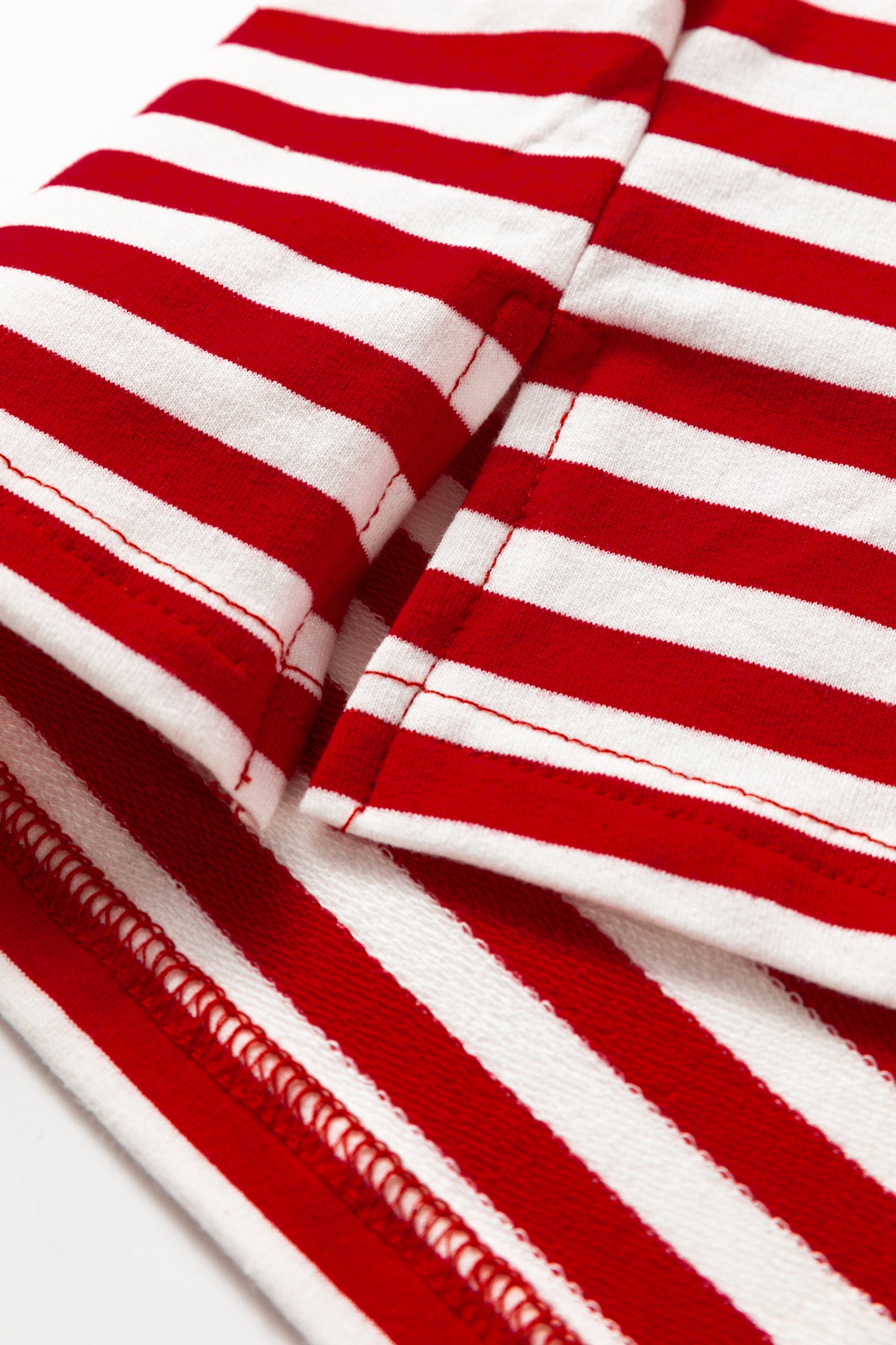 Racing Red Striped Print Drop Shoulder Lace Trim Bracelet Sleeve Loose Top