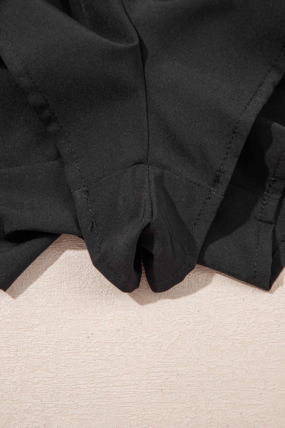 Black Crossed Waist Tiered Flowy Shorts