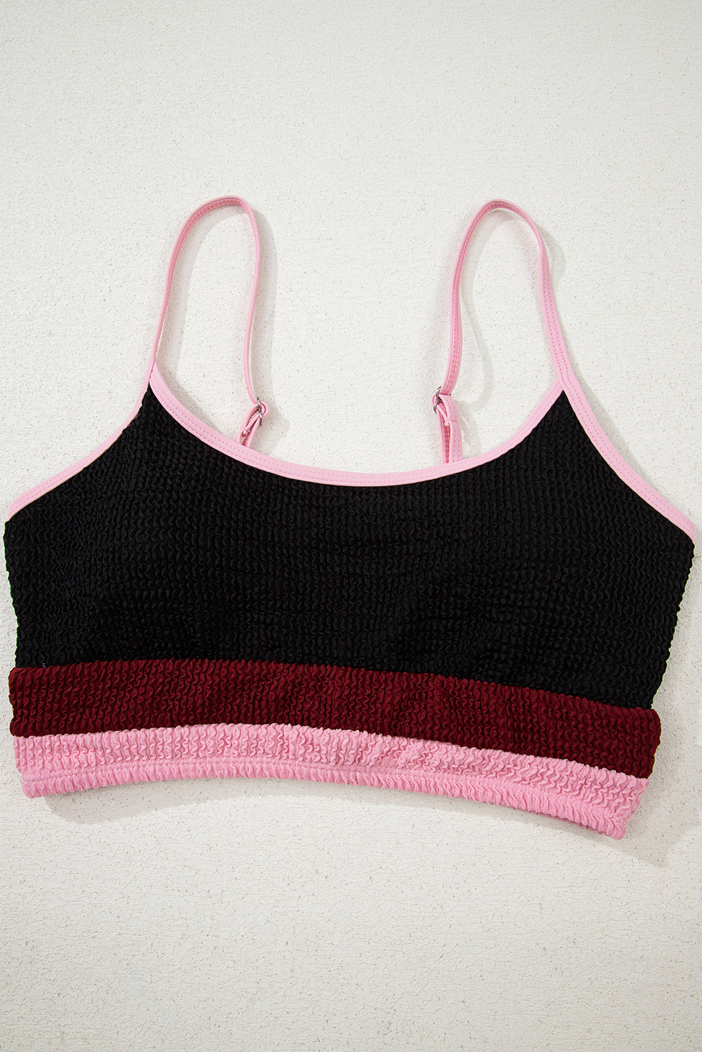 Burgundy Color Block High Waisted Sexy Bikini Set