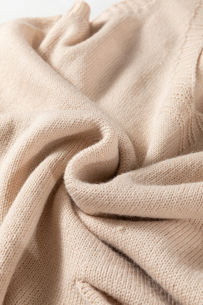 Dark Brown Ribbed Deep V Neckline Front Pocketed Loose Tunic Sweater Vest