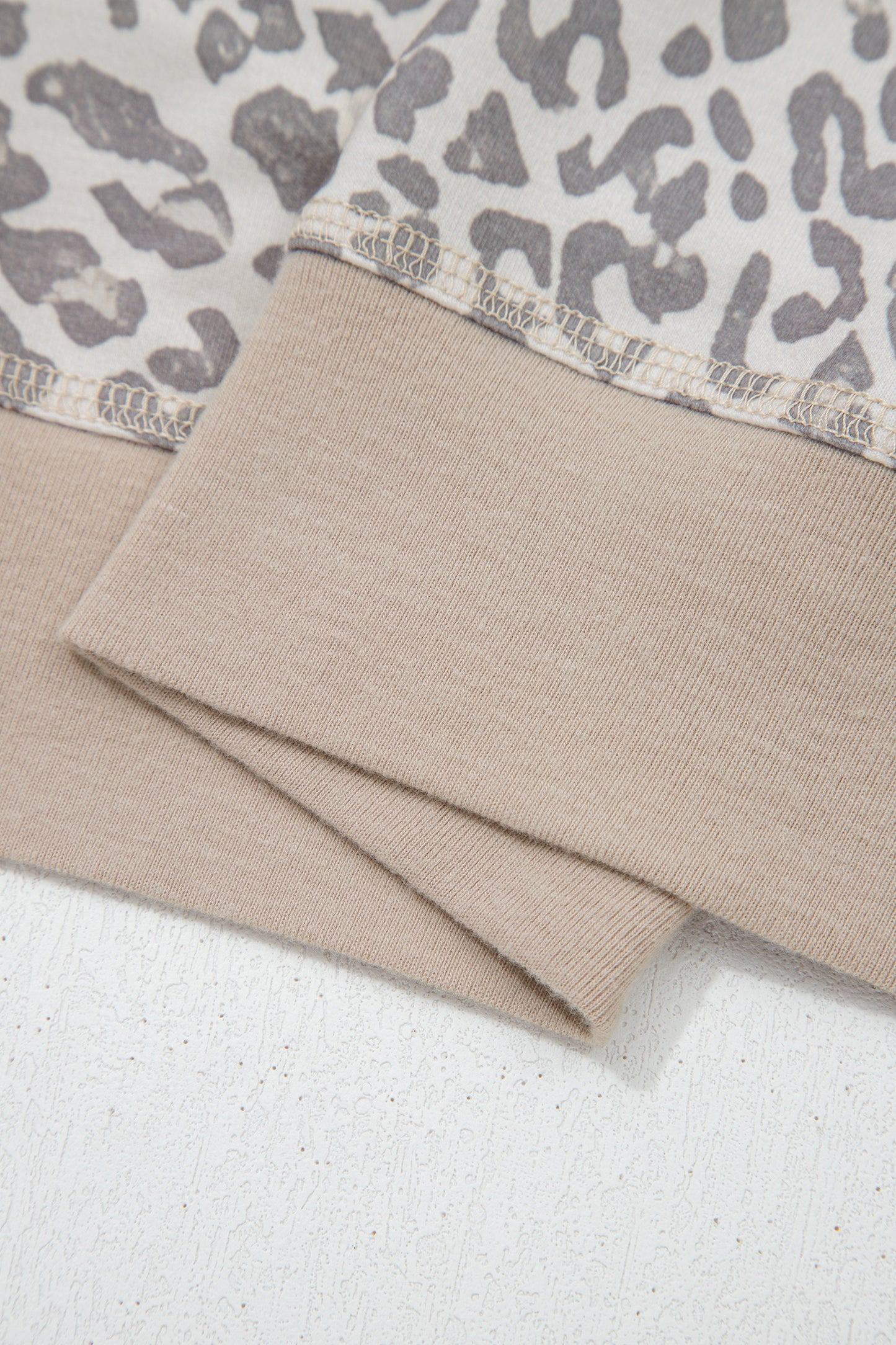 Brown Leopard Print Patchwork Crew Neck Sweatshirt