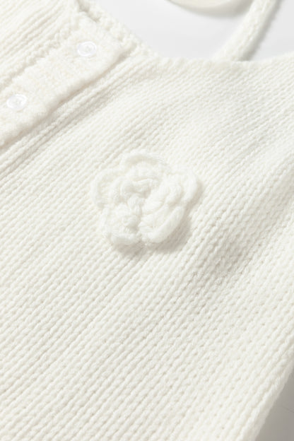 White 3D Flower Spaghetti Straps Sweater Vest