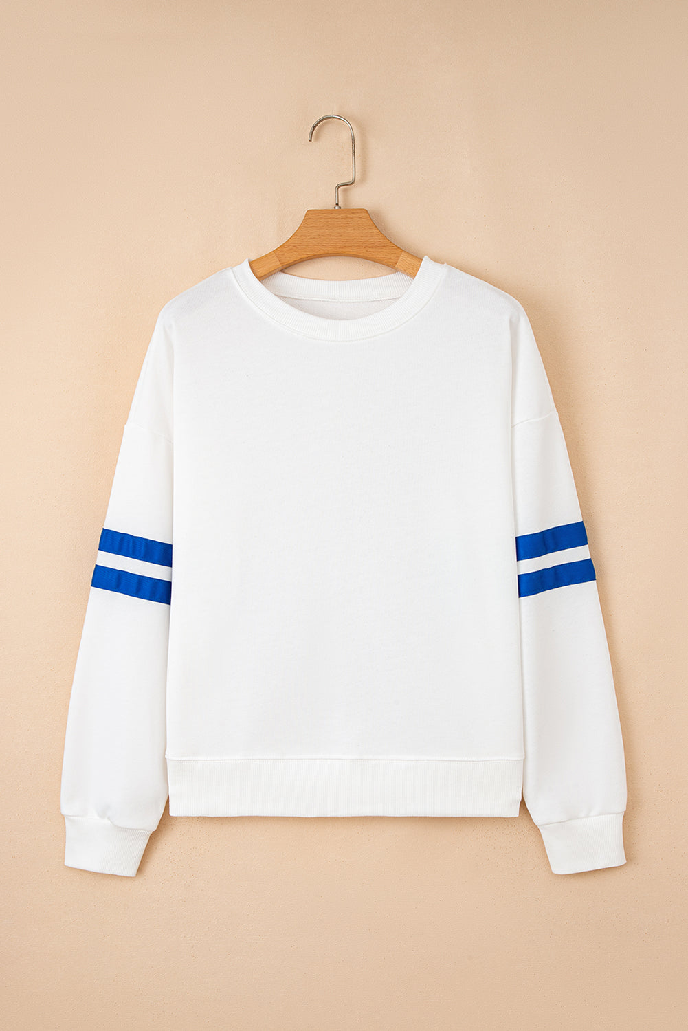 White Varsity Striped Detail Drop Shoulder Oversized Sweatshirt