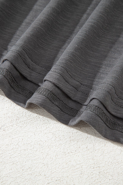 Dark Grey Double Ruffled Short Sleeve Plus Size Top