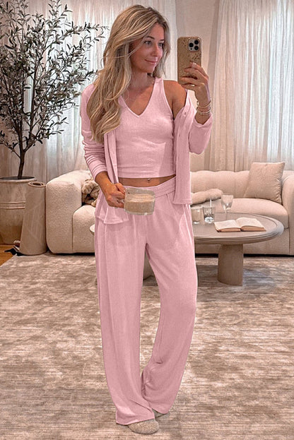 Oatmeal 3-Piece Cozy Knit Lounge Set