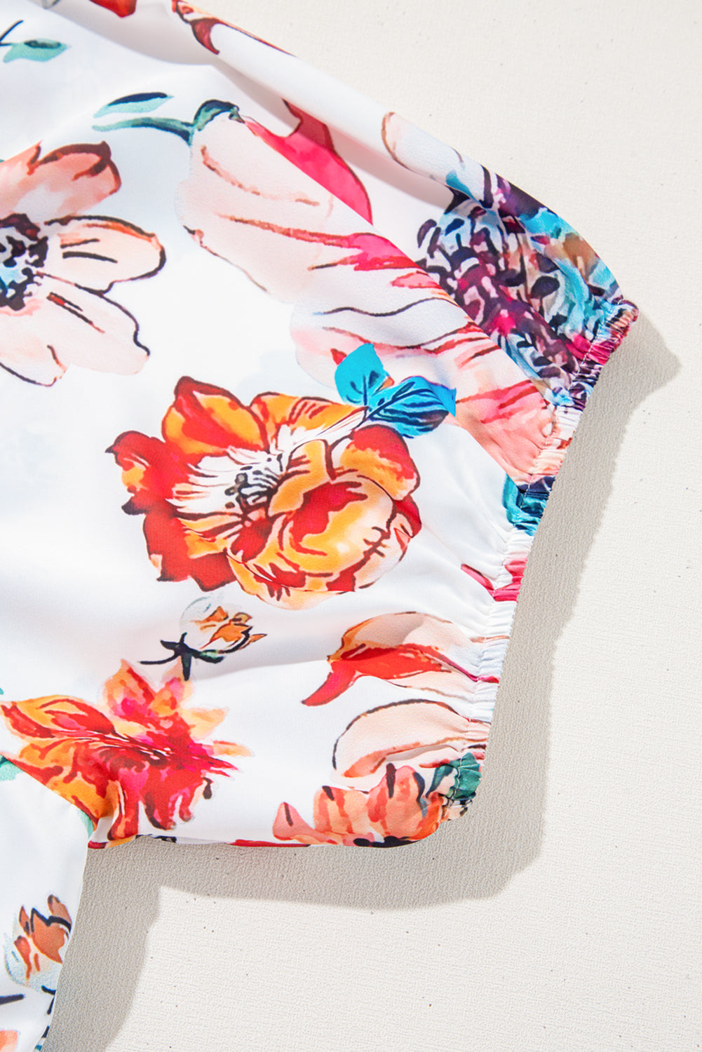 White Floral Square Neck Puff Sleeve Flowy Plus Size Midi Dress