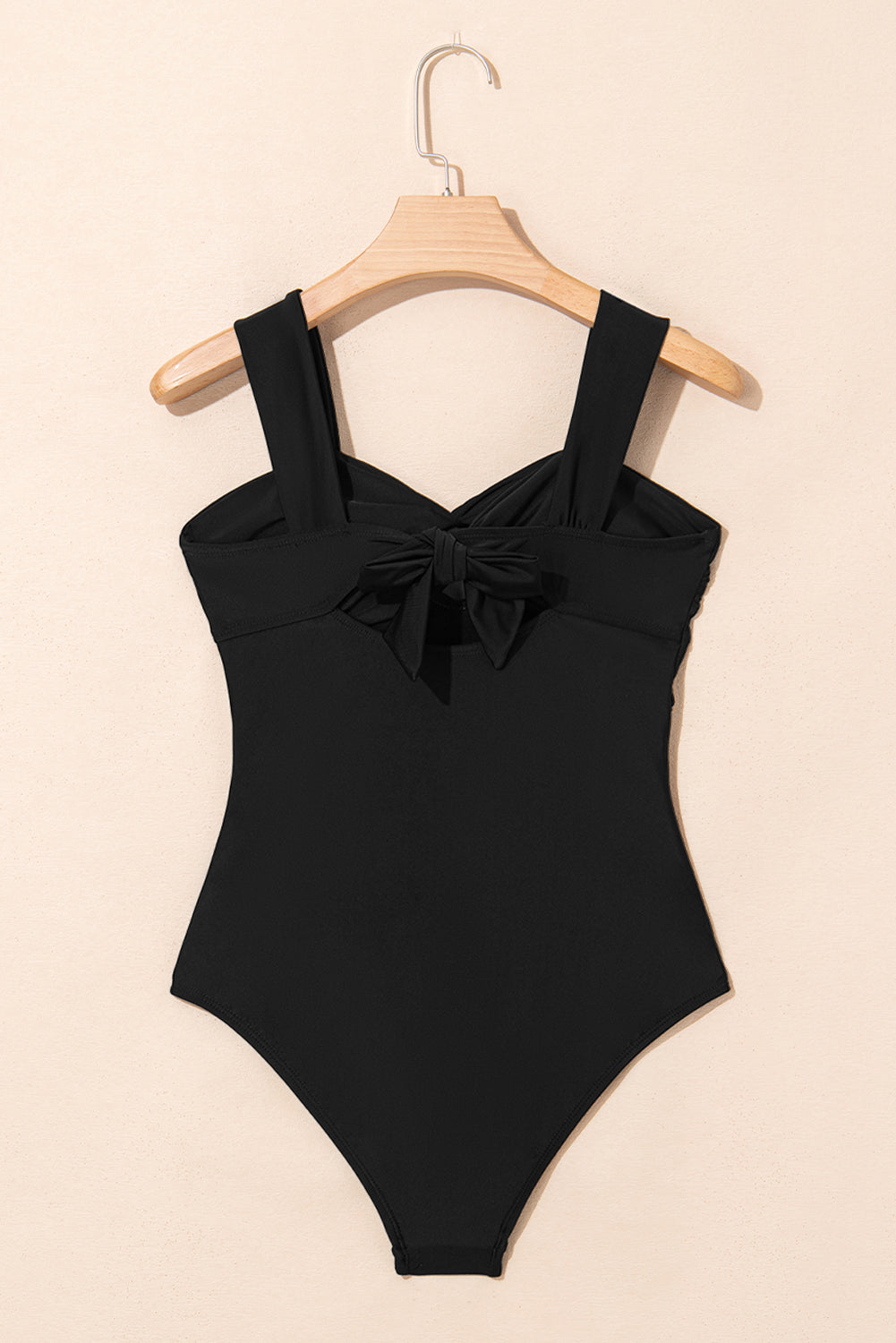 Black Cut out Twist Bowknot Backless One Piece Swimsuit