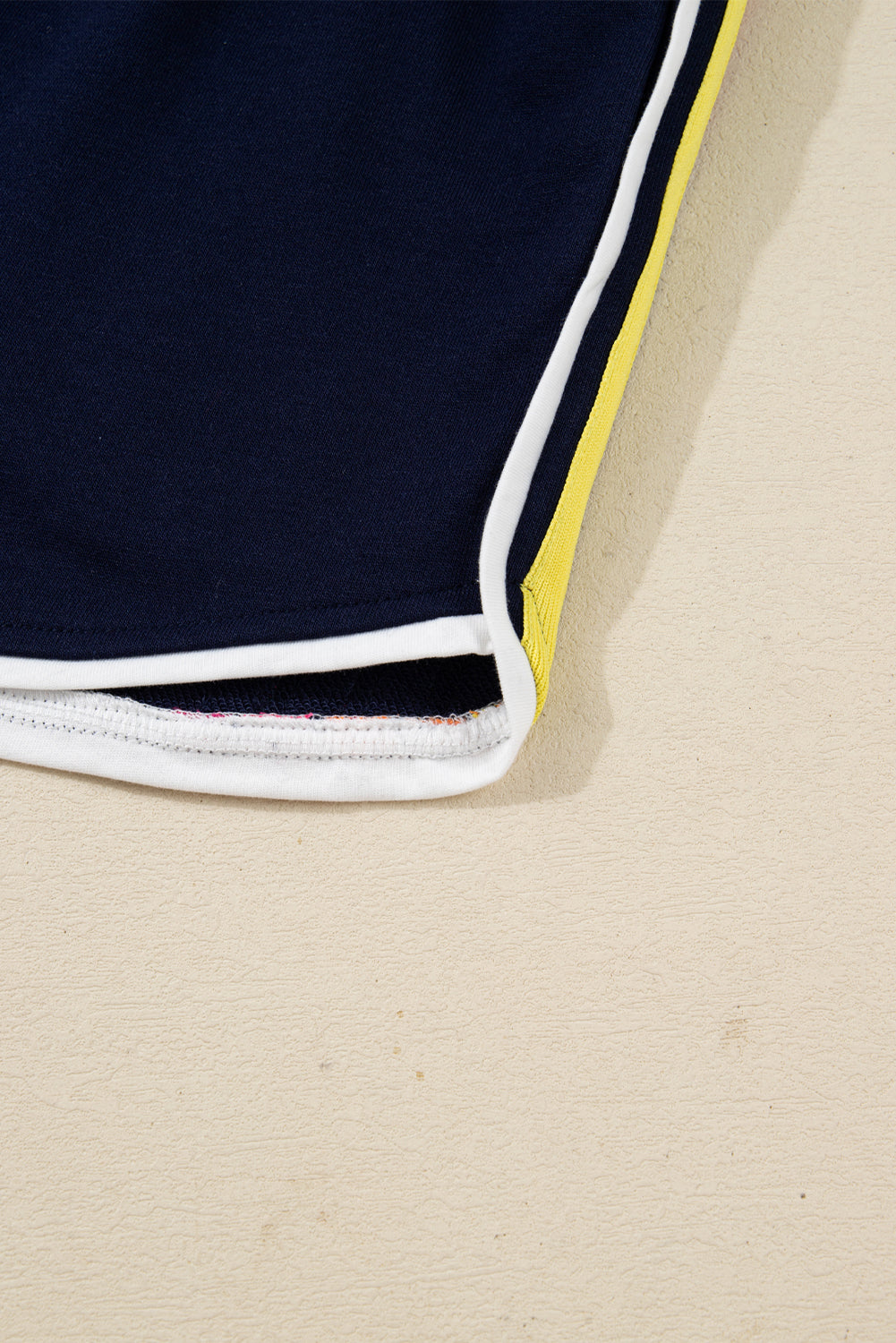 Bluing Colorful Striped Accent Varsity Long Sleeve Pullover and Shorts Matching Set