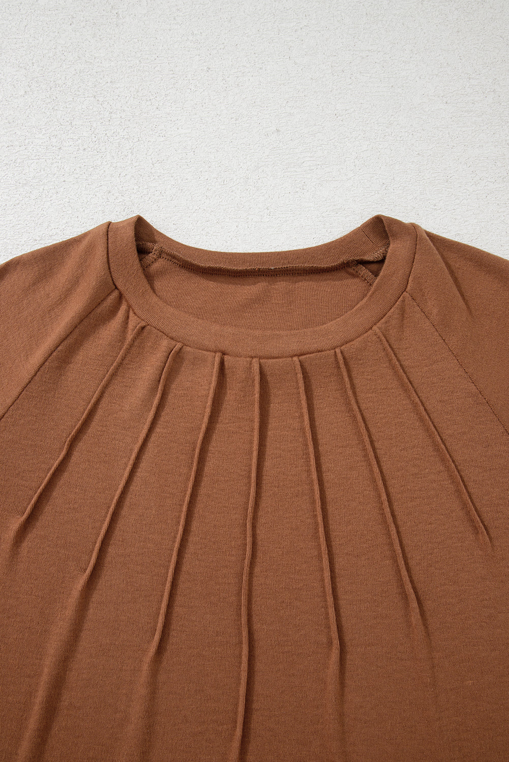 Cinnamon Solid Color Seam Detail Raglan Long Sleeve Top