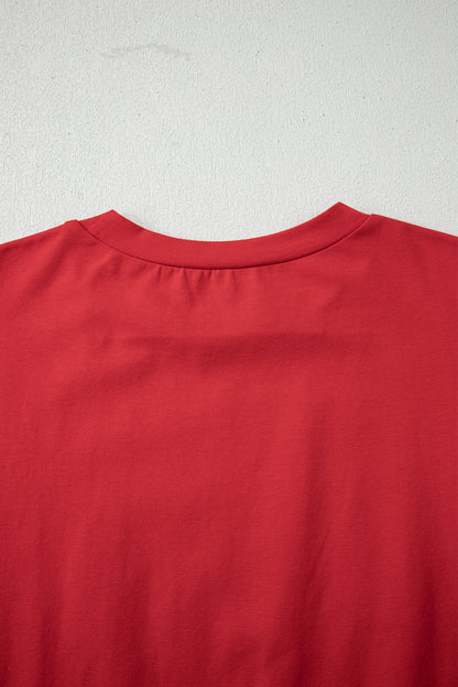 Fiery Red Stars Stripes Short Puff Sleeve Top