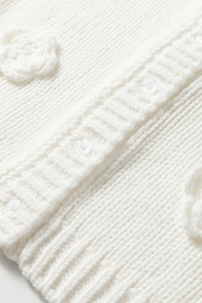 White 3D Flower Spaghetti Straps Sweater Vest