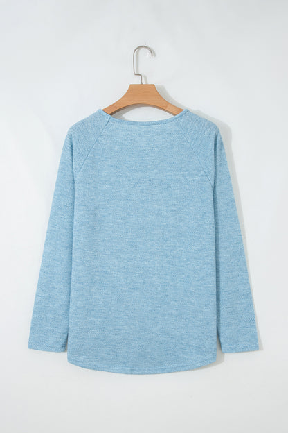 Myosotis Textured Raglan Sleeve Knit Loose Top
