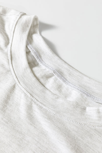 Oatmeal Shirred Cuffs Puff Sleeve Peasant Top