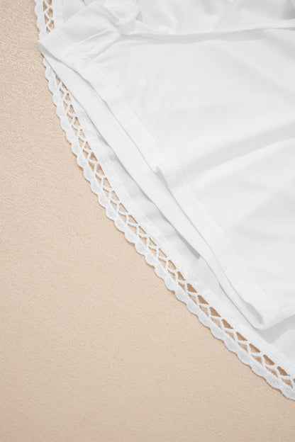 Black Plus Size Frilled Elastic Waist Lace Trim Boho Ruffled Shorts