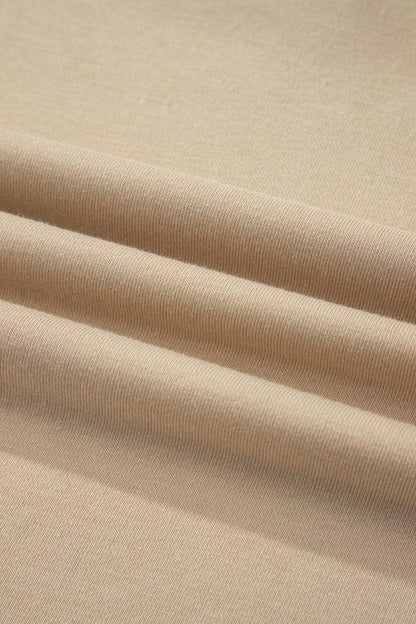 Parchment Striped Raglan Sleeve Notched Neck Raw Edge Plus Size Jumper