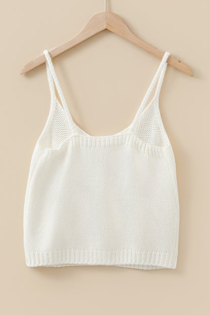 White 3D Flower Spaghetti Straps Sweater Vest