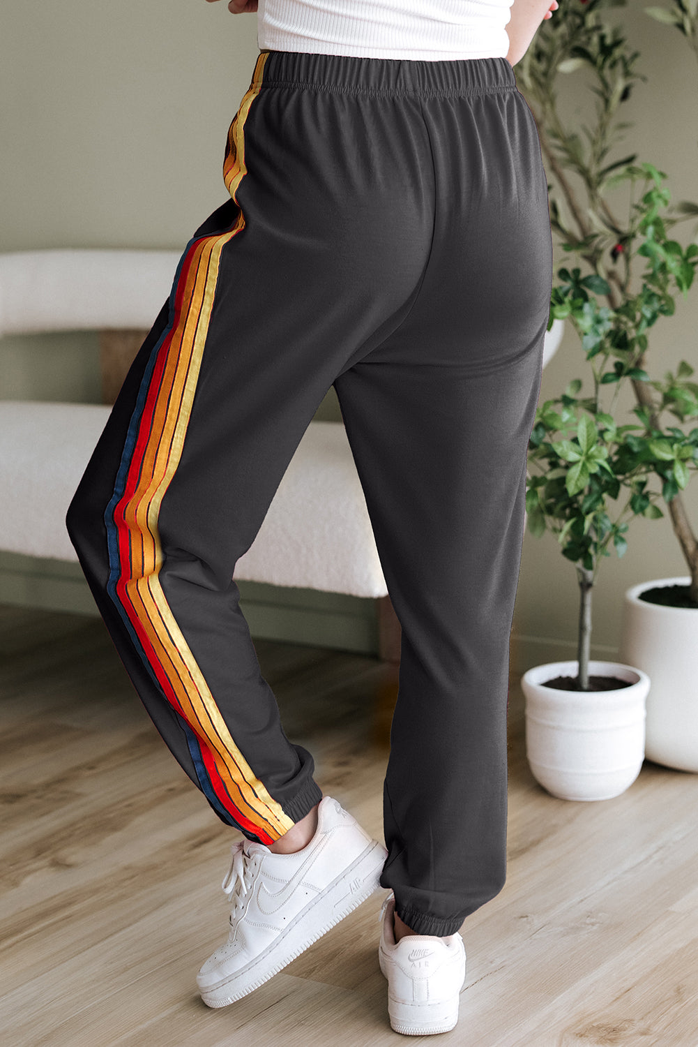 Dark Grey Counting Rainbows High Waist Sweatpants