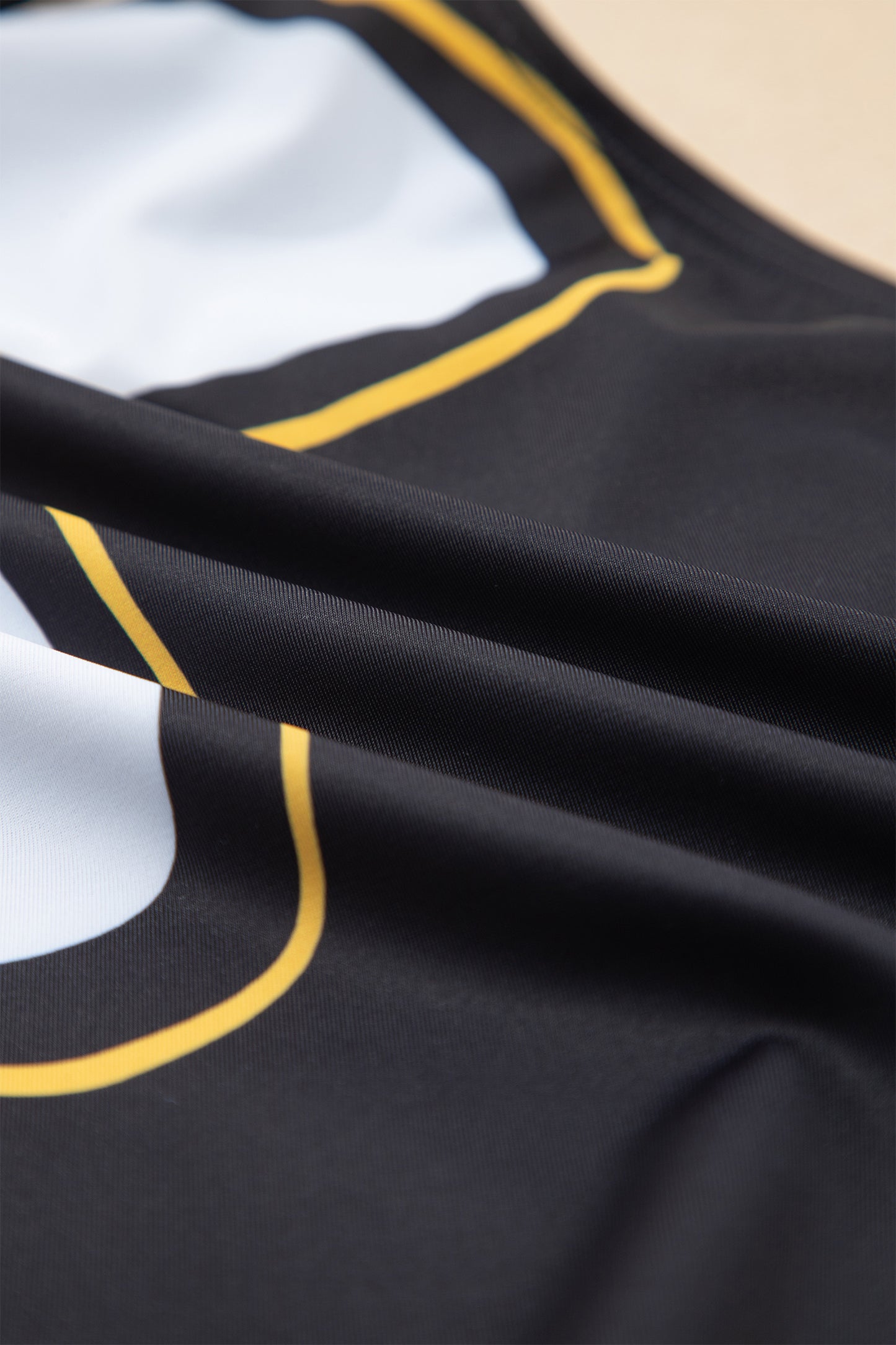 Black Drawstring Big Hole Floral Print Sleeveless One Piece Swimsuit